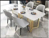 6 seater dining table/UV top table/metal steel chair/luxury dining set