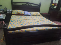 Bed with side tables // Wooden Bed // King Size Bed // Two Bed Set